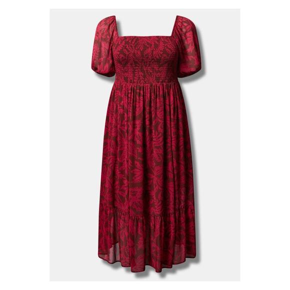 Torrid Pink Smocked Bodice A Line Tea Length Dress Sz.4 NWT - Picture 4 of 16